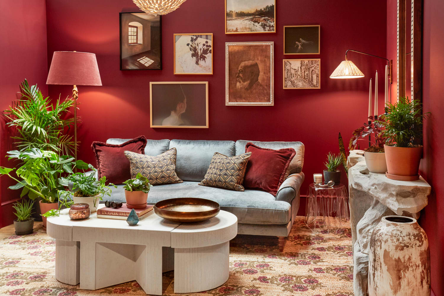 Red and brown clearance living room